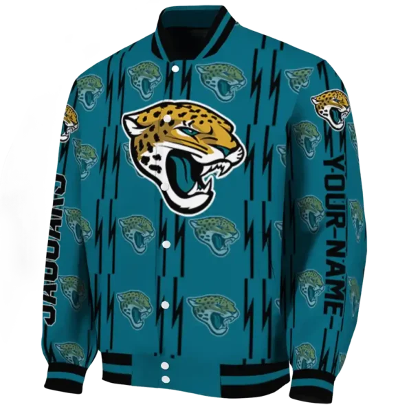 personalized jacksonville jaguars bolt stripe teal varsity jacket best selling.webp
