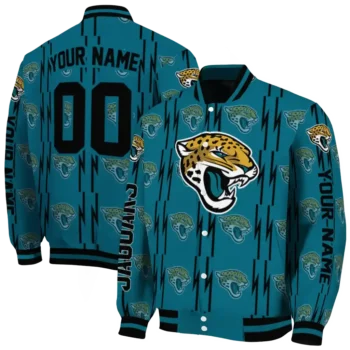 personalized jacksonville jaguars bolt stripe teal varsity jacket fashion forward.webp