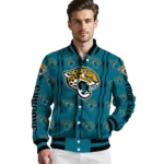 personalized jacksonville jaguars bolt stripe teal varsity jacket best selling.webp
