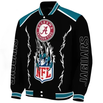 personalized jacksonville jaguars claw blood teal black varsity jacket best selling.webp