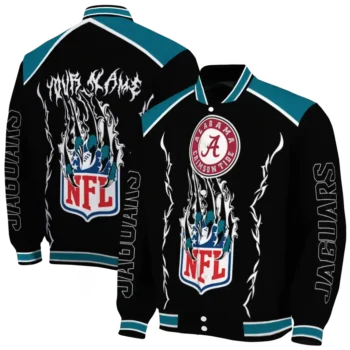 personalized jacksonville jaguars claw blood teal black varsity jacket fashion forward.webp