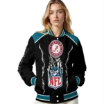 personalized jacksonville jaguars claw blood teal black varsity jacket best selling.webp
