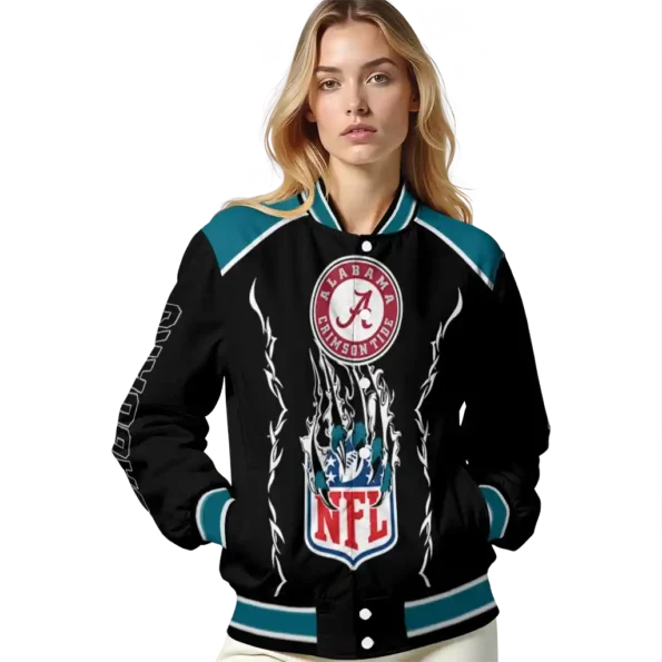 personalized jacksonville jaguars claw blood teal black varsity jacket latest model.webp