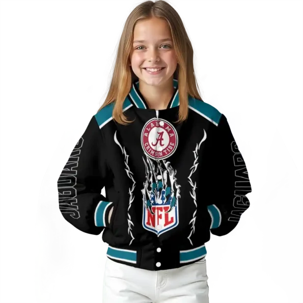 personalized jacksonville jaguars claw blood teal black varsity jacket top rated.webp
