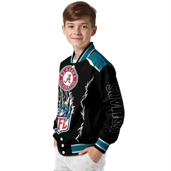 personalized jacksonville jaguars claw blood teal black varsity jacket trendy.webp