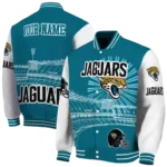 personalized jacksonville jaguars ferris arena teal white varsity jacket best selling.webp