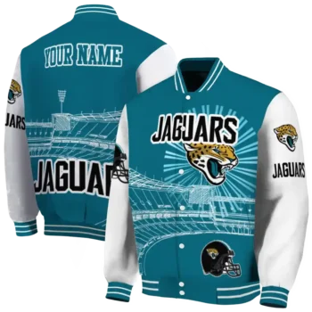 personalized jacksonville jaguars ferris arena teal white varsity jacket fashion forward.webp