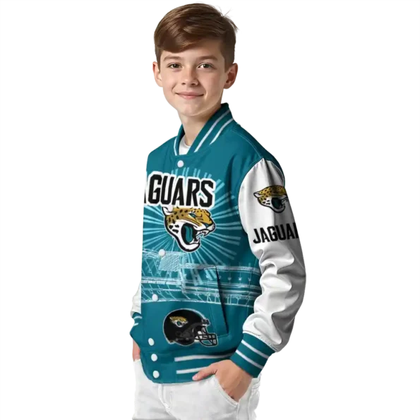 personalized jacksonville jaguars ferris arena teal white varsity jacket trendy.webp
