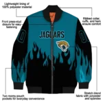 personalized jacksonville jaguars flame border teal black bomber jacket best selling