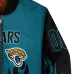 personalized jacksonville jaguars flame border teal black bomber jacket best selling