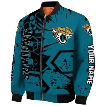 personalized jacksonville jaguars hexagon cluster teal black bomber jacket best selling