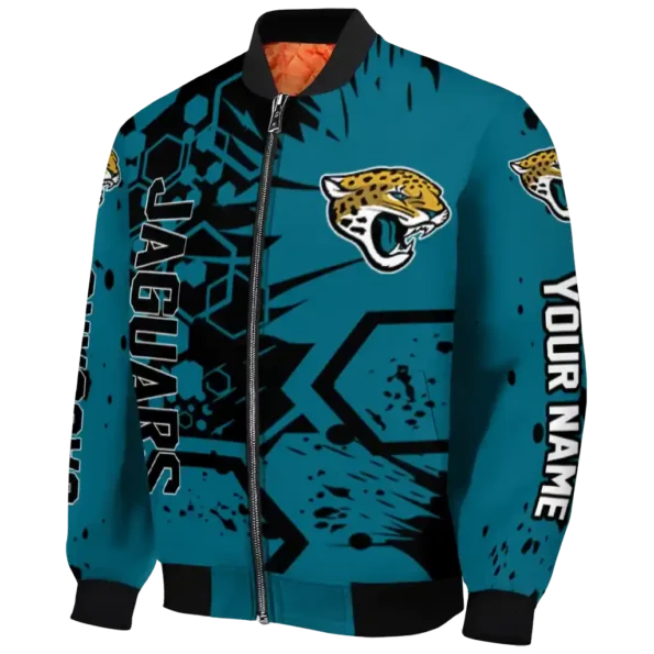 personalized jacksonville jaguars hexagon cluster teal black bomber jacket best selling
