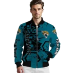 personalized jacksonville jaguars hexagon cluster teal black bomber jacket best selling