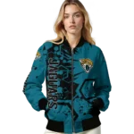 personalized jacksonville jaguars hexagon cluster teal black bomber jacket best selling