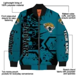 personalized jacksonville jaguars hexagon cluster teal black bomber jacket best selling