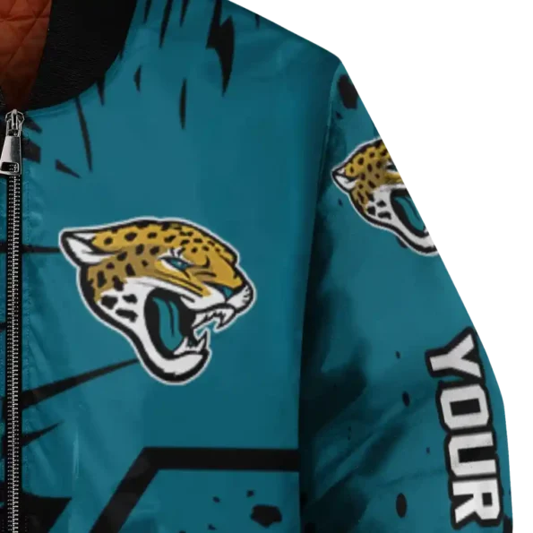 personalized jacksonville jaguars hexagon cluster teal black bomber jacket premium grade