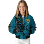 personalized jacksonville jaguars hexagon cluster teal black bomber jacket best selling