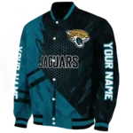personalized jacksonville jaguars hexagon mesh teal black varsity jacket best selling.webp