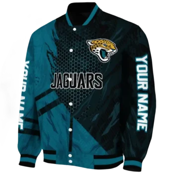 personalized jacksonville jaguars hexagon mesh teal black varsity jacket best selling.webp