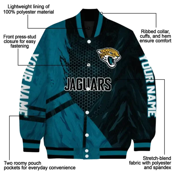 personalized jacksonville jaguars hexagon mesh teal black varsity jacket new arrival.webp
