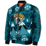 personalized jacksonville jaguars pyramid shapes teal bomber jacket best selling