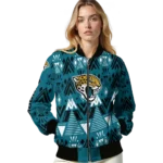 personalized jacksonville jaguars pyramid shapes teal bomber jacket best selling