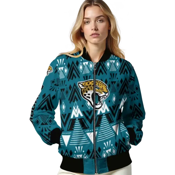 personalized jacksonville jaguars pyramid shapes teal bomber jacket latest model