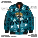 personalized jacksonville jaguars pyramid shapes teal bomber jacket best selling