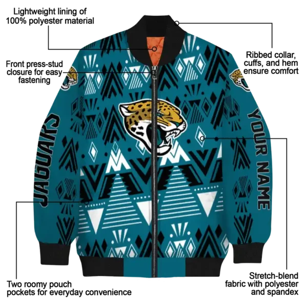 personalized jacksonville jaguars pyramid shapes teal bomber jacket new arrival