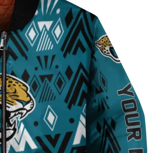 personalized jacksonville jaguars pyramid shapes teal bomber jacket premium grade