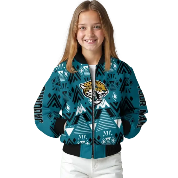 personalized jacksonville jaguars pyramid shapes teal bomber jacket top rated