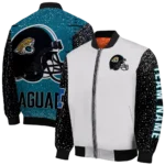 personalized jacksonville jaguars speckled arms teal gray bomber jacket best selling