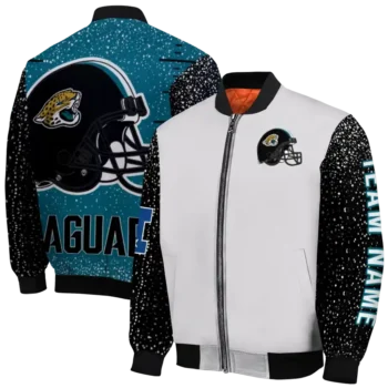 personalized jacksonville jaguars speckled arms teal gray bomber jacket fashion forward
