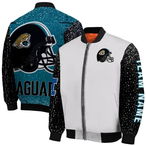 personalized jacksonville jaguars speckled arms teal gray bomber jacket fashion forward