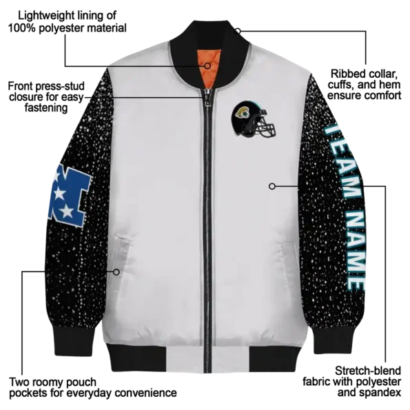 personalized jacksonville jaguars speckled arms teal gray bomber jacket new arrival