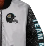 personalized jacksonville jaguars speckled arms teal gray bomber jacket best selling