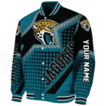 personalized jacksonville jaguars star burst teal varsity jacket best selling.webp
