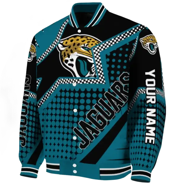 personalized jacksonville jaguars star burst teal varsity jacket best selling.webp