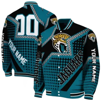 personalized jacksonville jaguars star burst teal varsity jacket fashion forward.webp