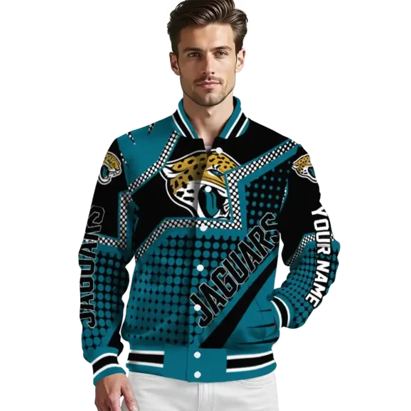 personalized jacksonville jaguars star burst teal varsity jacket high quality.webp