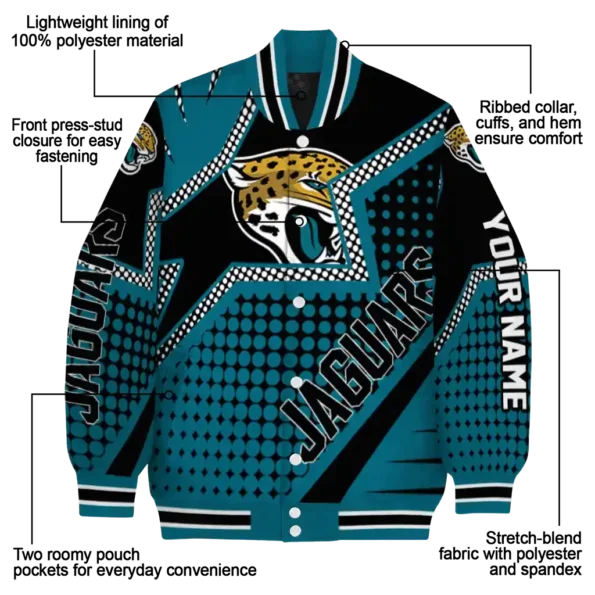 personalized jacksonville jaguars star burst teal varsity jacket new arrival.webp