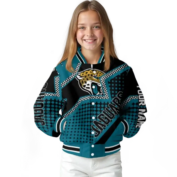 personalized jacksonville jaguars star burst teal varsity jacket top rated.webp