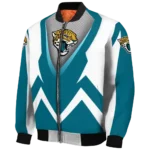 personalized jacksonville jaguars v stripes teal white bomber jacket best selling