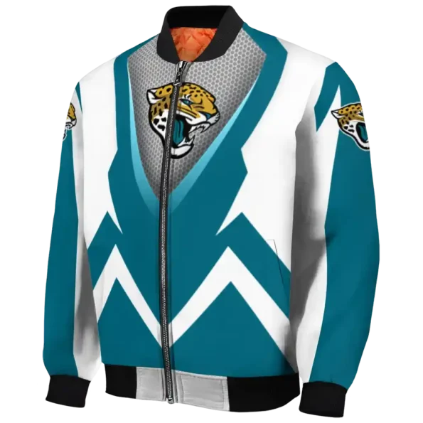 personalized jacksonville jaguars v stripes teal white bomber jacket best selling
