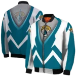 personalized jacksonville jaguars v stripes teal white bomber jacket best selling