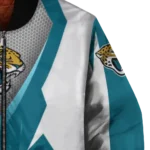 personalized jacksonville jaguars v stripes teal white bomber jacket best selling