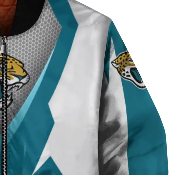 personalized jacksonville jaguars v stripes teal white bomber jacket premium grade