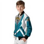 personalized jacksonville jaguars v stripes teal white bomber jacket best selling