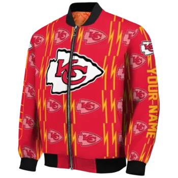 personalized kansas city chiefs bolt stripe red bomber jacket best selling