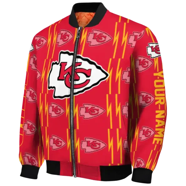 personalized kansas city chiefs bolt stripe red bomber jacket best selling